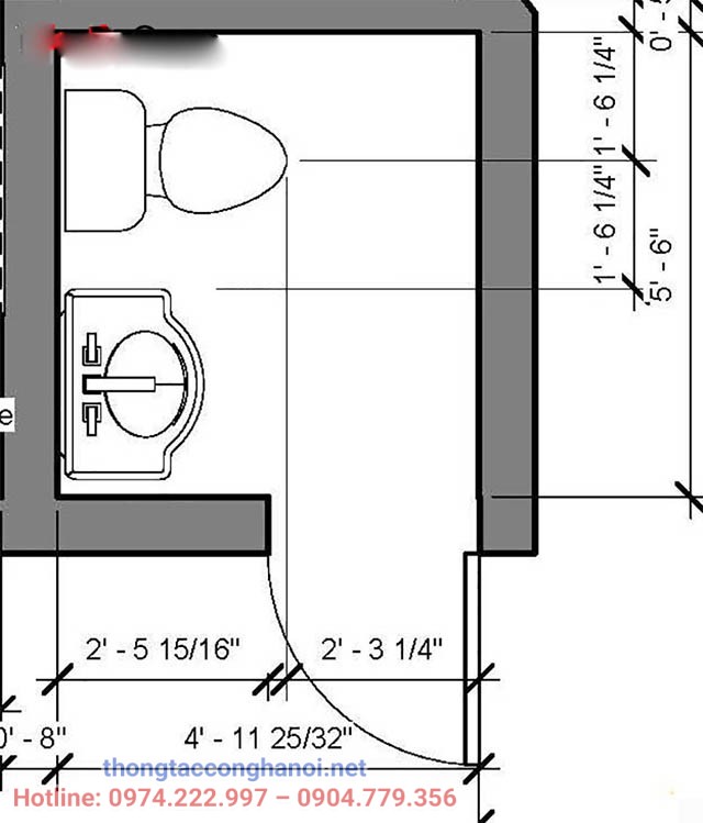 Bản vẽ thiết kế nhà vệ sinh nhỏ, gọn