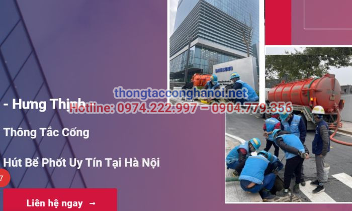 Hưng Thịnh tự hào là đơn vị hàng đầu trong dịch vụ thông tắc cống tại Yên Khánh