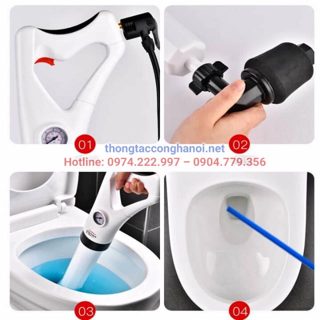 Cách thông tắc bồn cầu bằng súng thông