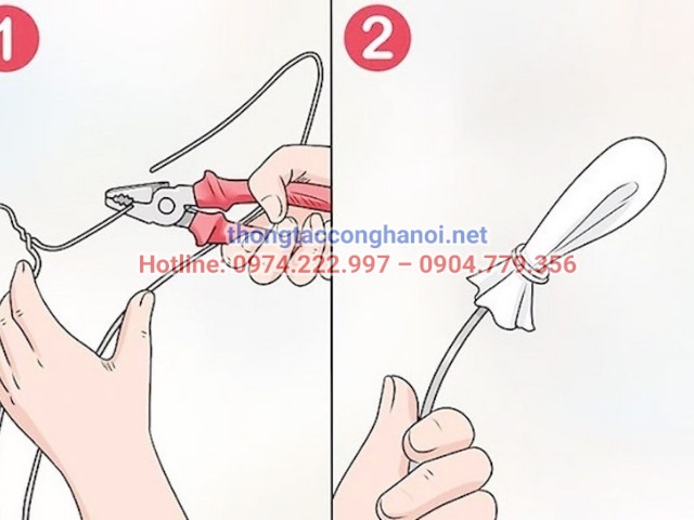 Uốn một đầu thành một chiếc móc nhỏ, cong như lưỡi câu