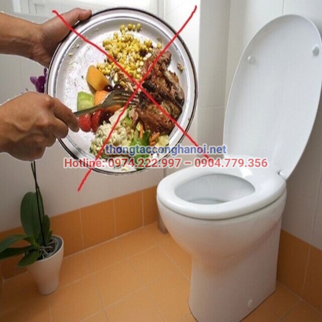Không đổ thức ăn thừa xuống bồn cầu