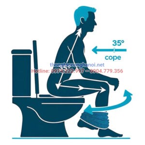 Tư thế ngồi bồn cầu hơi nghiêng về phía trước