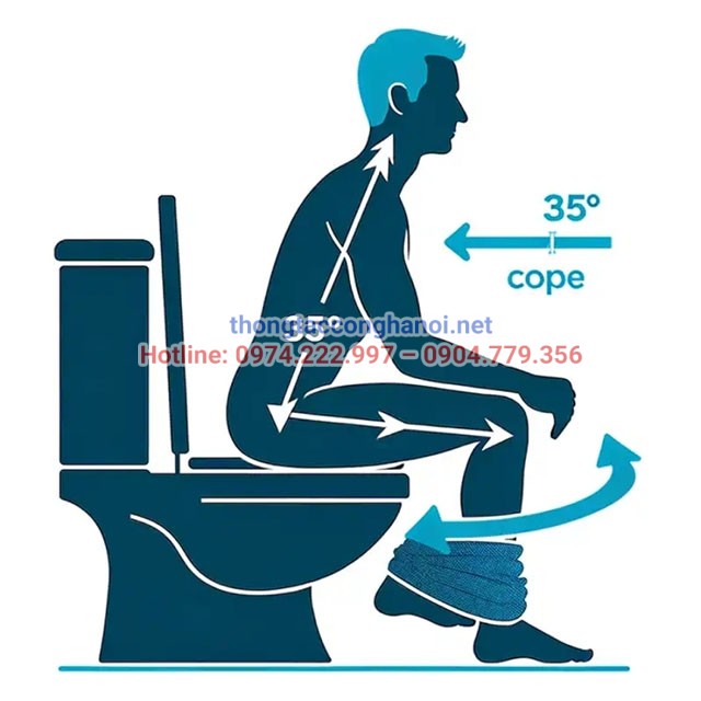 Tư thế ngồi bồn cầu hơi nghiêng về phía trước