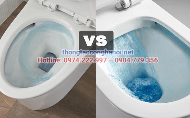So sánh bồn cầu xả xoáy và xả thẳng