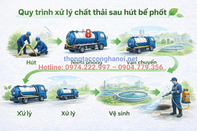 Quy trình 5 bước khép kín từ khâu thu gom đến xử lý tập trung, đảm bảo vệ sinh môi trường theo đúng quy định.