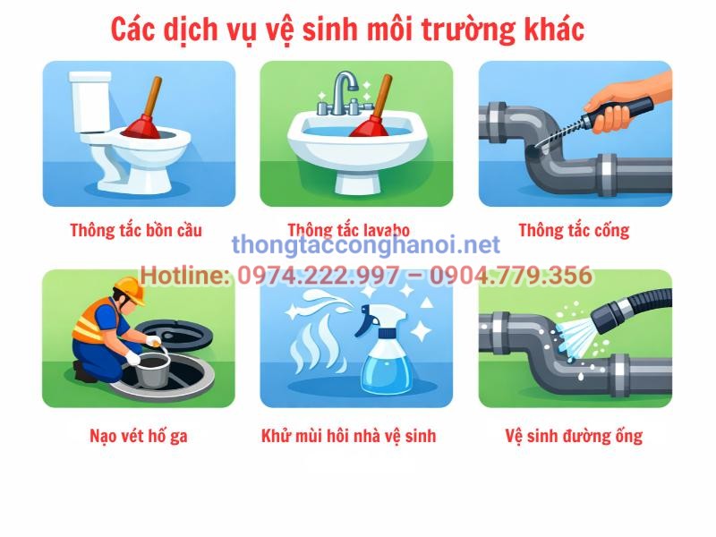 Hưng Thịnh - Cung cấp đa dạng các giải pháp vệ sinh môi trường tổng thể như thông tắc bồn cầu, chậu rửa và nạo vét hố ga.