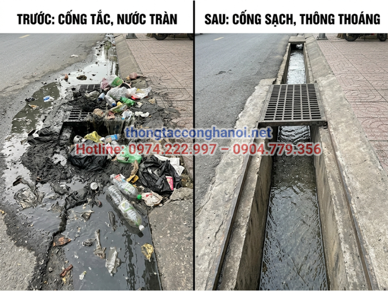 Sự khác biệt rõ rệt của hệ thống thoát nước trước và sau khi được đơn vị chuyên nghiệp xử lý triệt để.