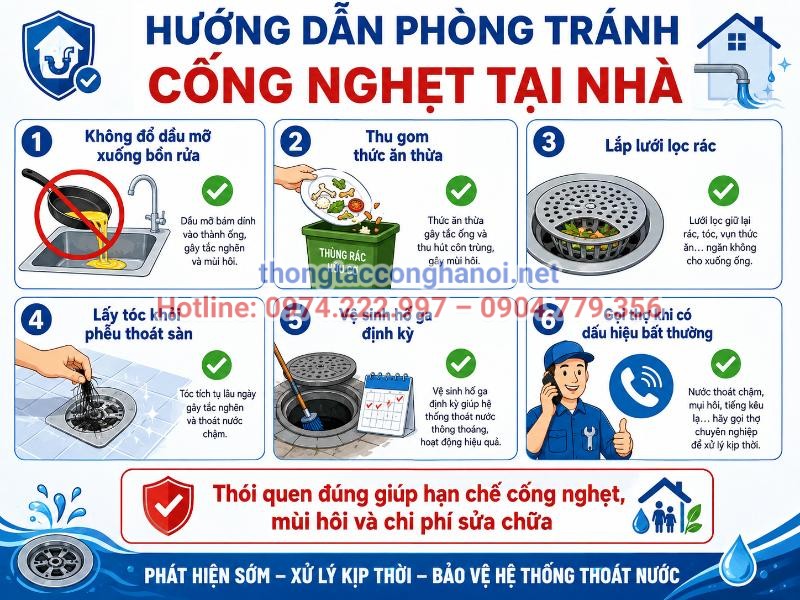 6 thói quen đơn giản trong sinh hoạt hàng ngày giúp gia đình bạn phòng tránh tắc nghẽn và bảo vệ hệ thống thoát nước.